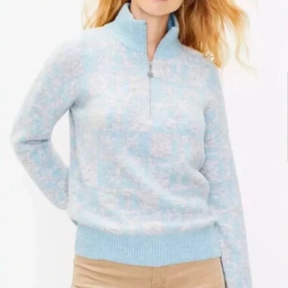 LOFT Ski Chic Snowflake Zip Pullover Sweater Size Large NEW Soft Comfy Cozy - Picture 1 of 7